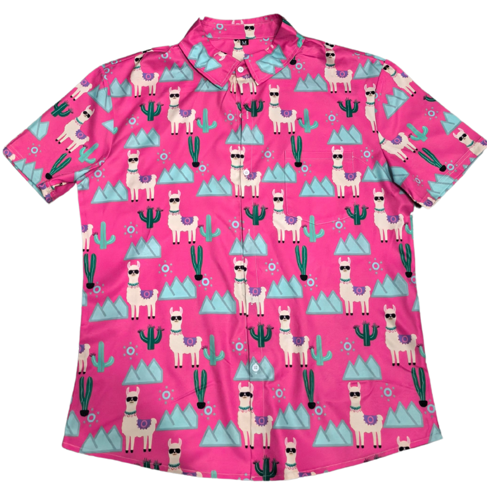 Shady Llama - Bright Hawaiian Shirt with Llamas