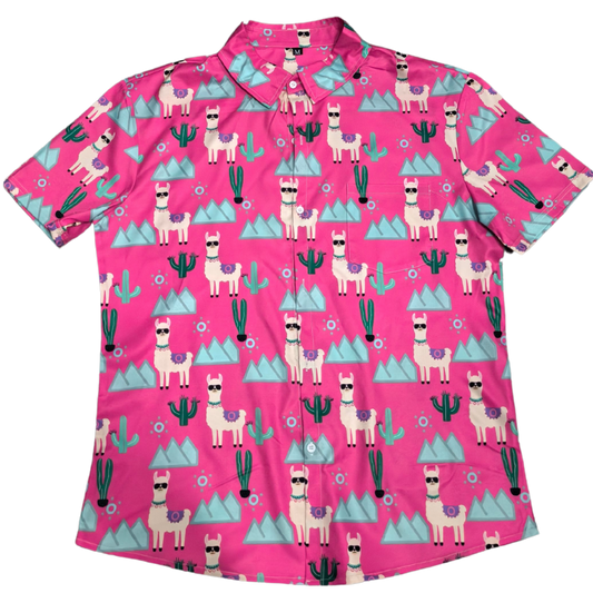 Shady Llama - Bright Hawaiian Shirt with Llamas