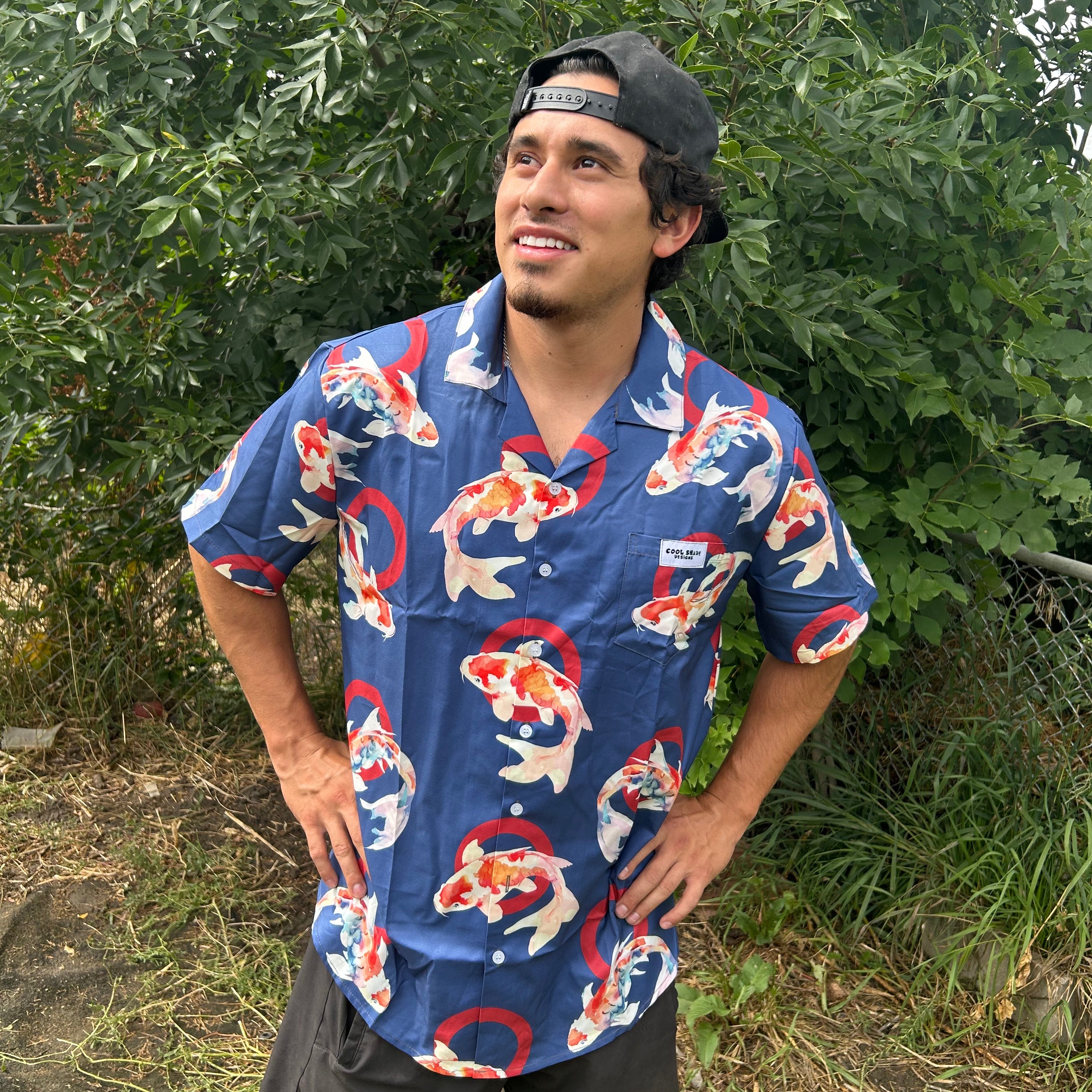 Phishy Koi - Bright Hawaiian Shirt with Koi Fish