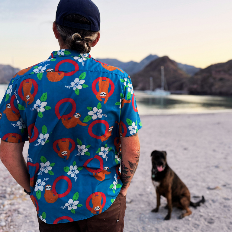 Blue Swinging Sloth Hawaiian Shirt