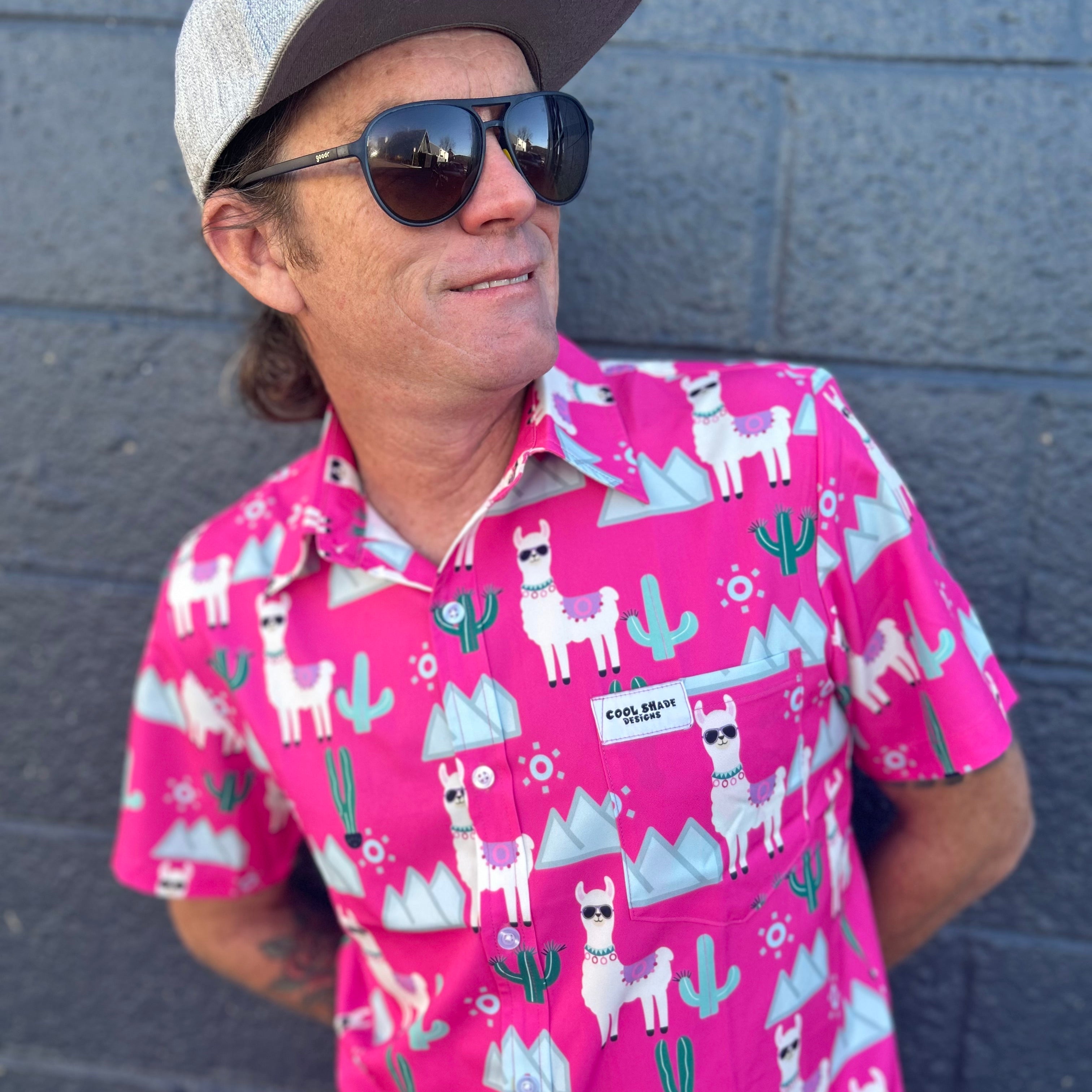 Shady Llama - Bright Hawaiian Shirt with Llamas