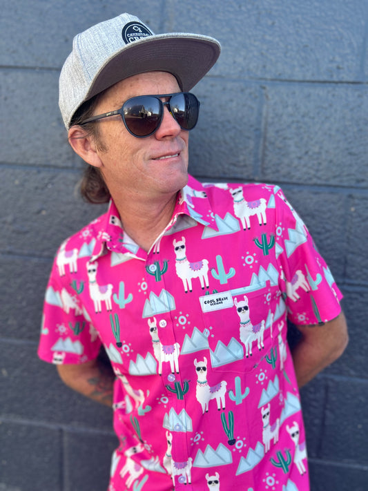 Shady Llama - Bright Hawaiian Shirt with Llamas