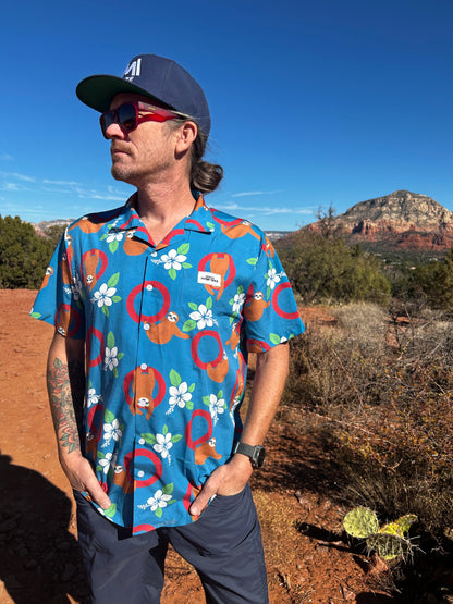 Swinging Sloth - Bright Hawaiian Shirt with Sloths