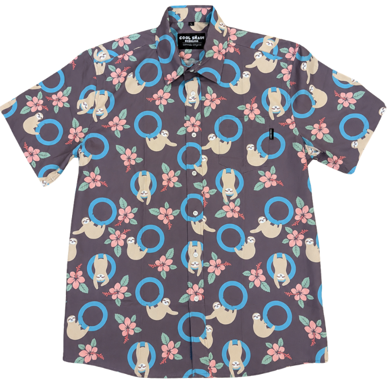 Grey Swinging Sloth Hawaiian Shirt